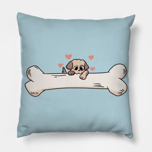 Dog and bone Pillow