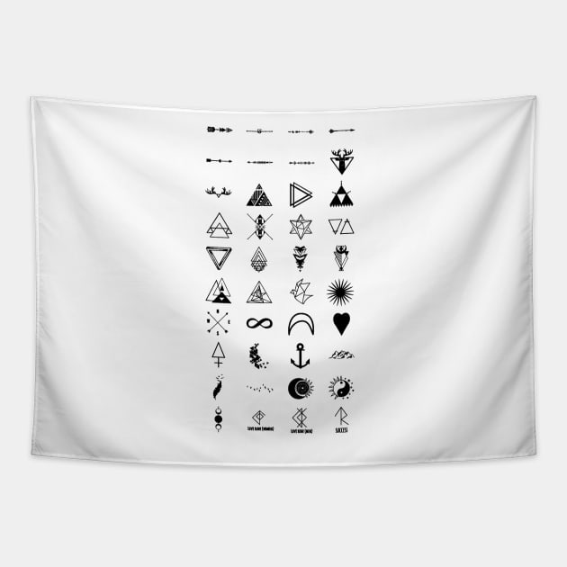 Black and White Sticker Pack Tapestry by Lil-Salt