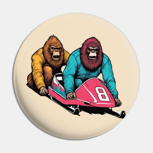 Funny Bobsleigh with Bigfoot Crews in Winter Sports Bobsleighing Christmas Pin by DaysuCollege