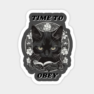 Time to Obey - Black Cat Magnet