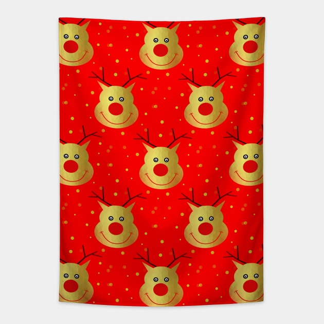 FUNNY Red Nose Reindeer Pattern Tapestry by SartorisArt1