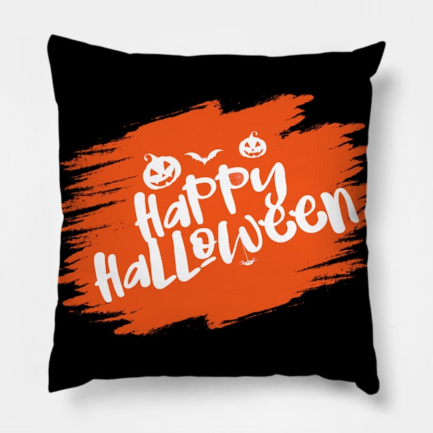 Happy Halloween Day Art Design Pillow by Abeer Ahmad