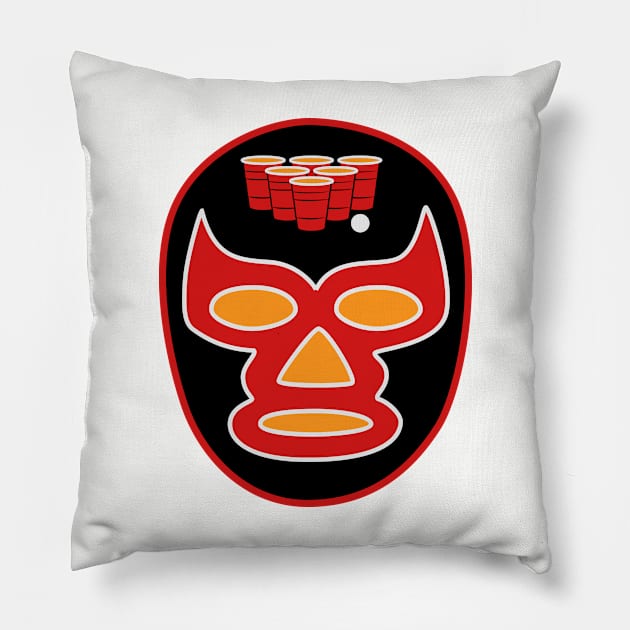 Beer Pong Luchador Mask Pillow by fearcity