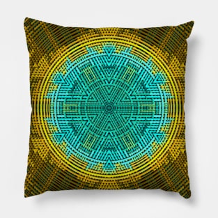 Weave Mandala Blue and Yellow Pillow