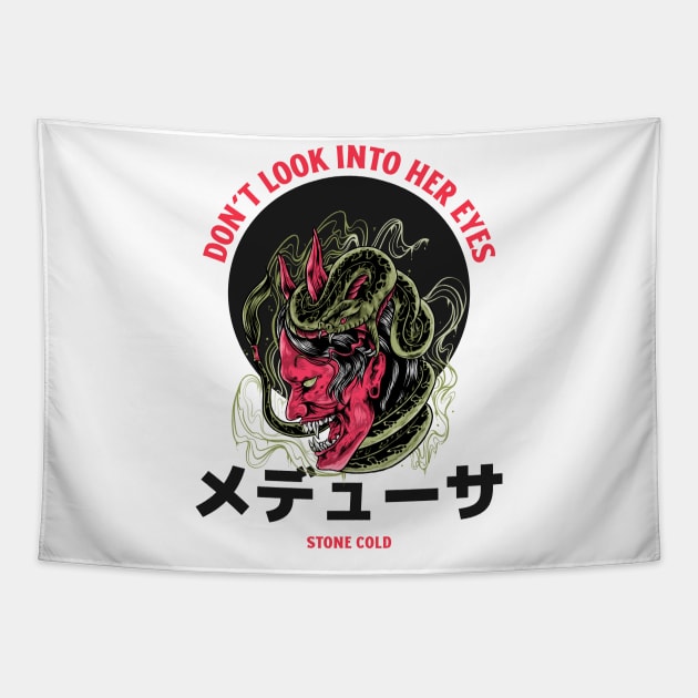 Japanese Demon Medusa Tapestry by Tip Top Tee's