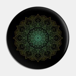 Green Mandala Digital Art Tee Pin