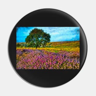 Painterly Moorland Heather Landscape Art Pin