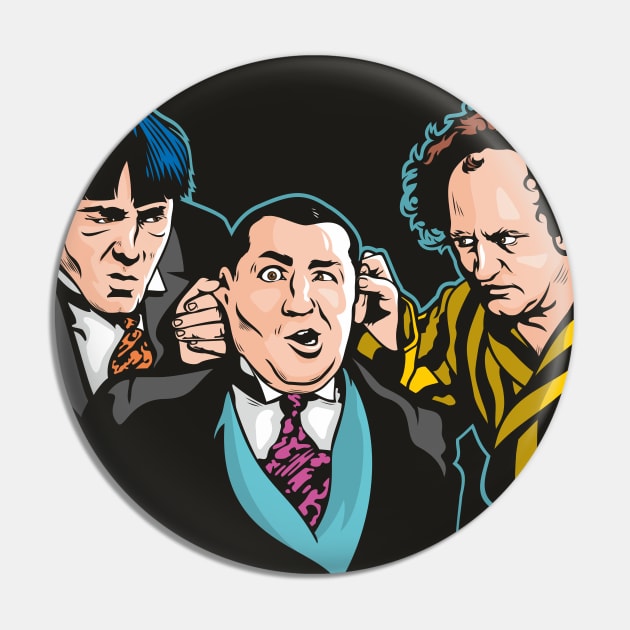 The Three Stooges Pin by Jamie Lee Art