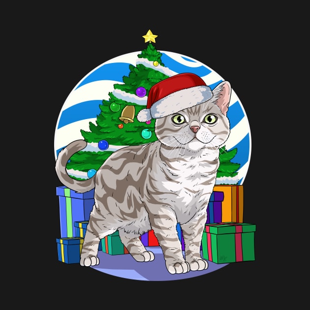 American Shorthair Cat Santa Christmas Gift by Noseking