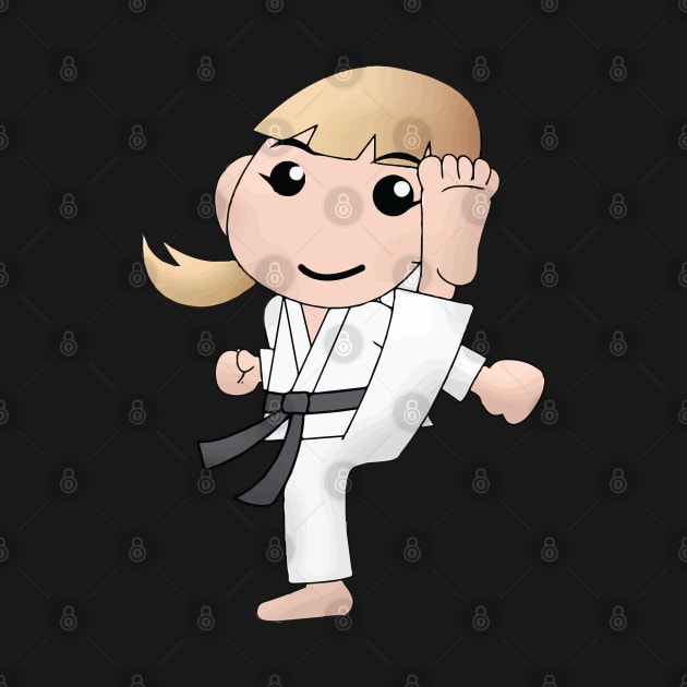 Karate Girl Kick Kawaii Cute Anime Cartoon Character by CoolFactorMerch