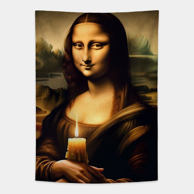 Mona Lisa Candlemas Glow Tapestry by Edd Paint Something