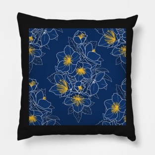 Christmas rose dark blue Pillow