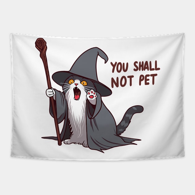 Cat Wizard, You Shall Not Pet Tapestry by katzura