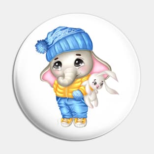 Cute Elephant holding a Toy Pin