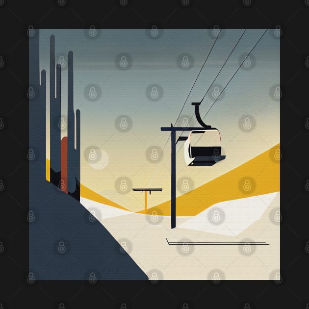 Retro Mountain Ski Gondola illustration by Danielleroyer