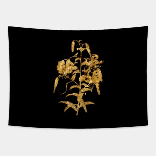 Vintage Gilded Tiger Lily Botanical Gold Leaf Tapestry