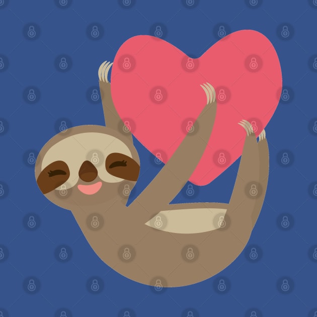 Cute sloth with red heart by EkaterinaP