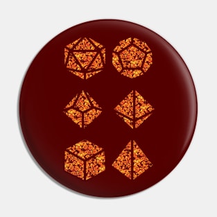 Orange Sunset Gradient Rose Vintage Pattern Silhouette Polyhedral Dice - Dungeons and Dragons Design Pin