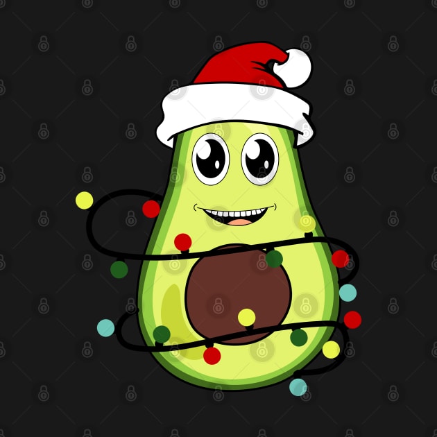 Cute Avocado Wearing Santa Hat Christmas Lights Avocado Lover Xmas Gift by BadDesignCo