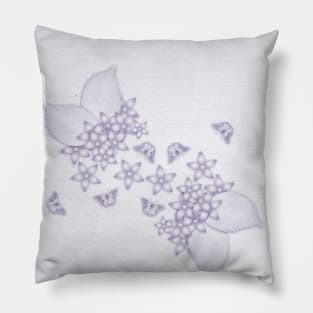 Violet butterflies and flowers on textured background Pillow