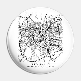 SAO PAULO BRAZIL BLACK CITY STREET MAP ART Pin