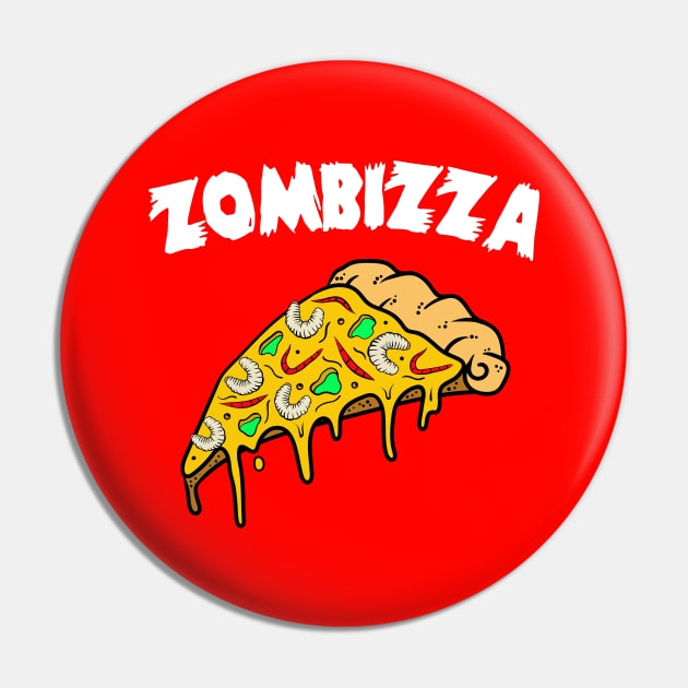 Zombizza Zombie Worms & Maggots Pizza Pin by Print Cartel