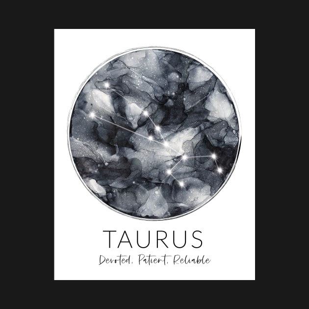Taurus Zodiac Moon Constellation by Elizabeth Karlson Art