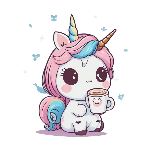 Cute unicorn with coffee by Majkel&Majkel