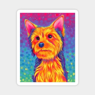 Psychedelic Rainbow Yorkshire Terrier Dog Magnet