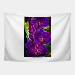 Purple Impasto Orchids Tapestry