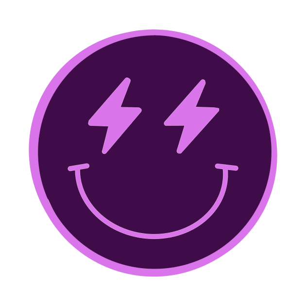 Lightning Smiley Face Neon Purple by Asilynn