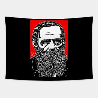 FYODOR DOSTOYEVSKY ink and acrylic portrait Tapestry