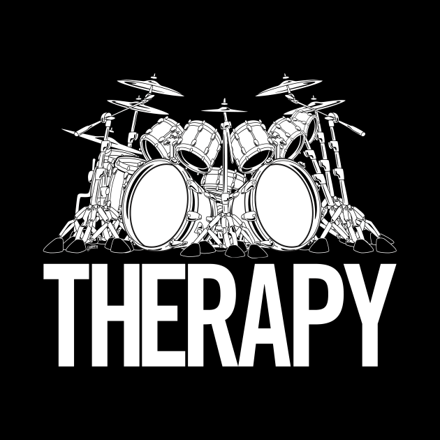 Drummers Therapy Drum Set Cartoon Illustration by hobrath