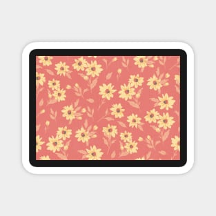 The cute flower pattern in light yellow and peach fresh spring colours Magnet