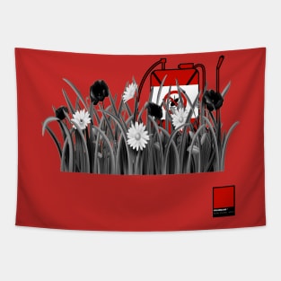 POPPY RED - black full by COLORBLIND WorldView Tapestry