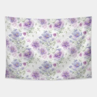 Watercolor Wild Lilac Flowers Tapestry