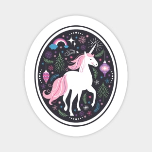 Happy Holiday Unicorn Magnet