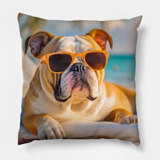 bulldog at the beach Pillow