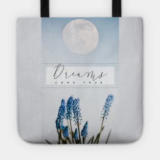 Moon dream sky clouds aesthetic love blue romantic  dreams come true flowers Tote