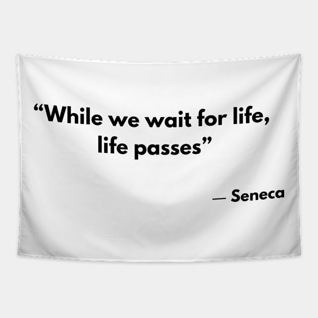 “While we wait for life, life passes” Stoic Quotes Seneca Tapestry by ReflectionEternal