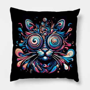 Abstract Psychedelic Cat Pillow