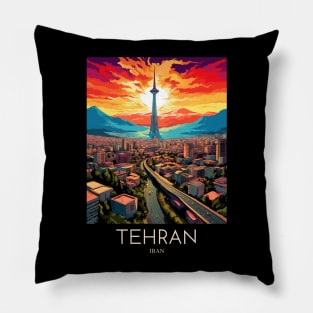 A Pop Art Travel Print of Tehran - Iran Pillow