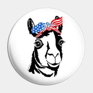 Llama Bandana American Flag Funny Patriotic USA Animal Pin