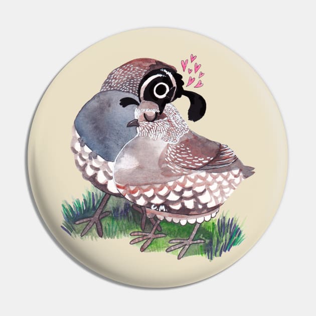 California Quail Couple Pin by ProfessorBees