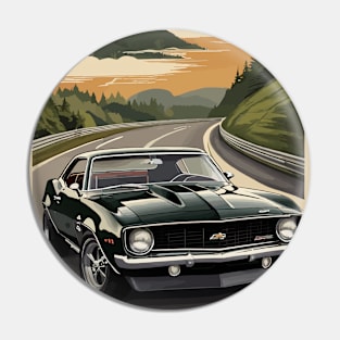 Classic American Camaro Black Muscle Car Pin