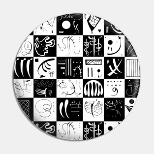 Kandinsky - Black and White Pattern Pin