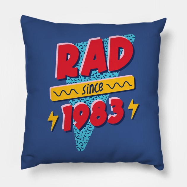 Rad Since 1983 // Retro Memphis Style 90s Nostalgia Pillow by SLAG_Creative