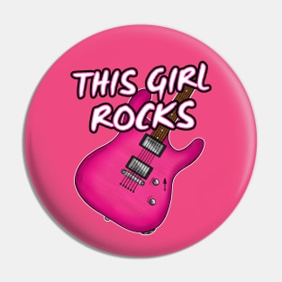 Female Electric Guitarist This Girl Rocks Pin