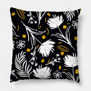 Black Flower Pattern Pillow