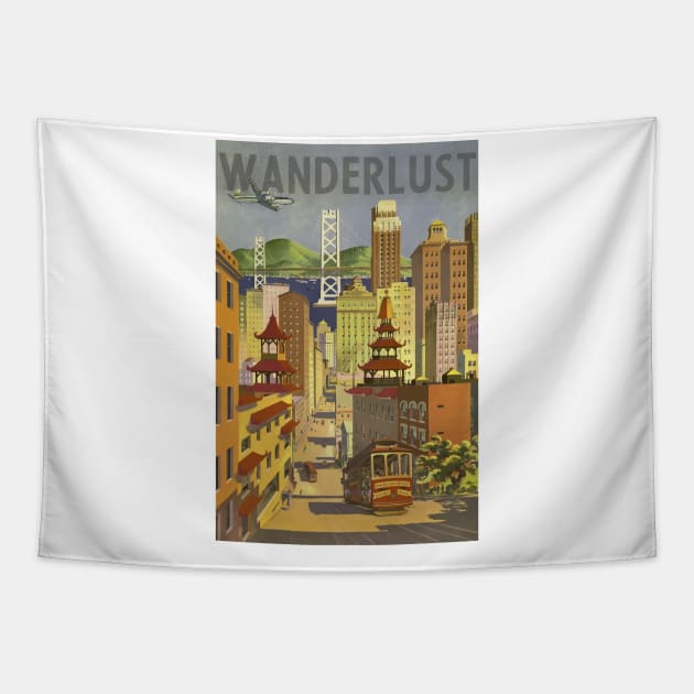 Vintage Wanderlust Tapestry by Kingrocker Clothing